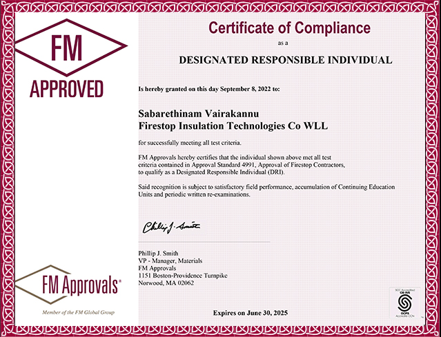 FM-DRI certificates