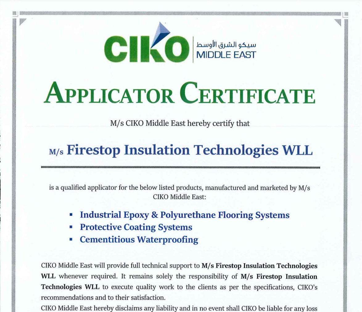 Applicator certificate – CIKO