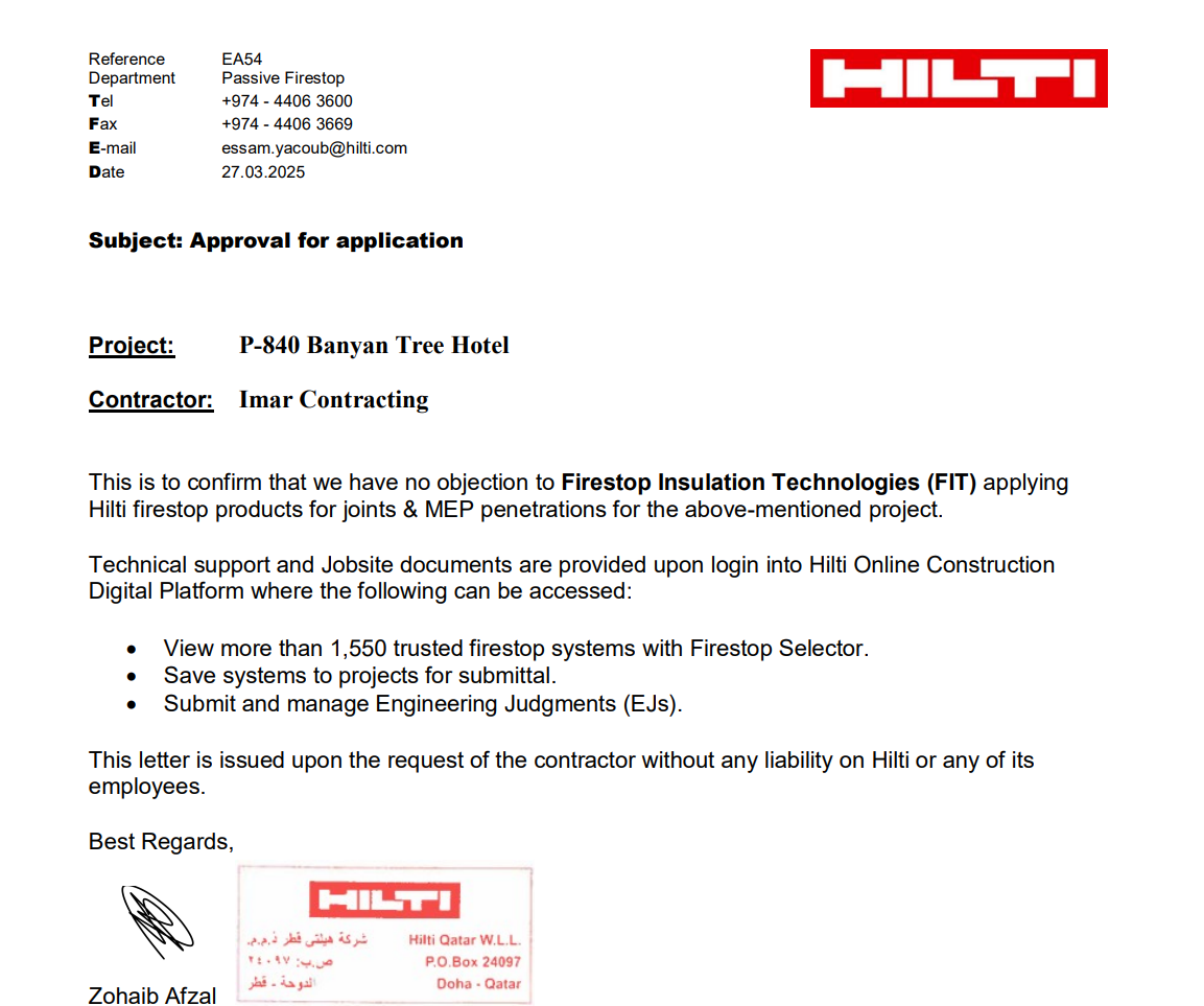 No Objection Letter FIT