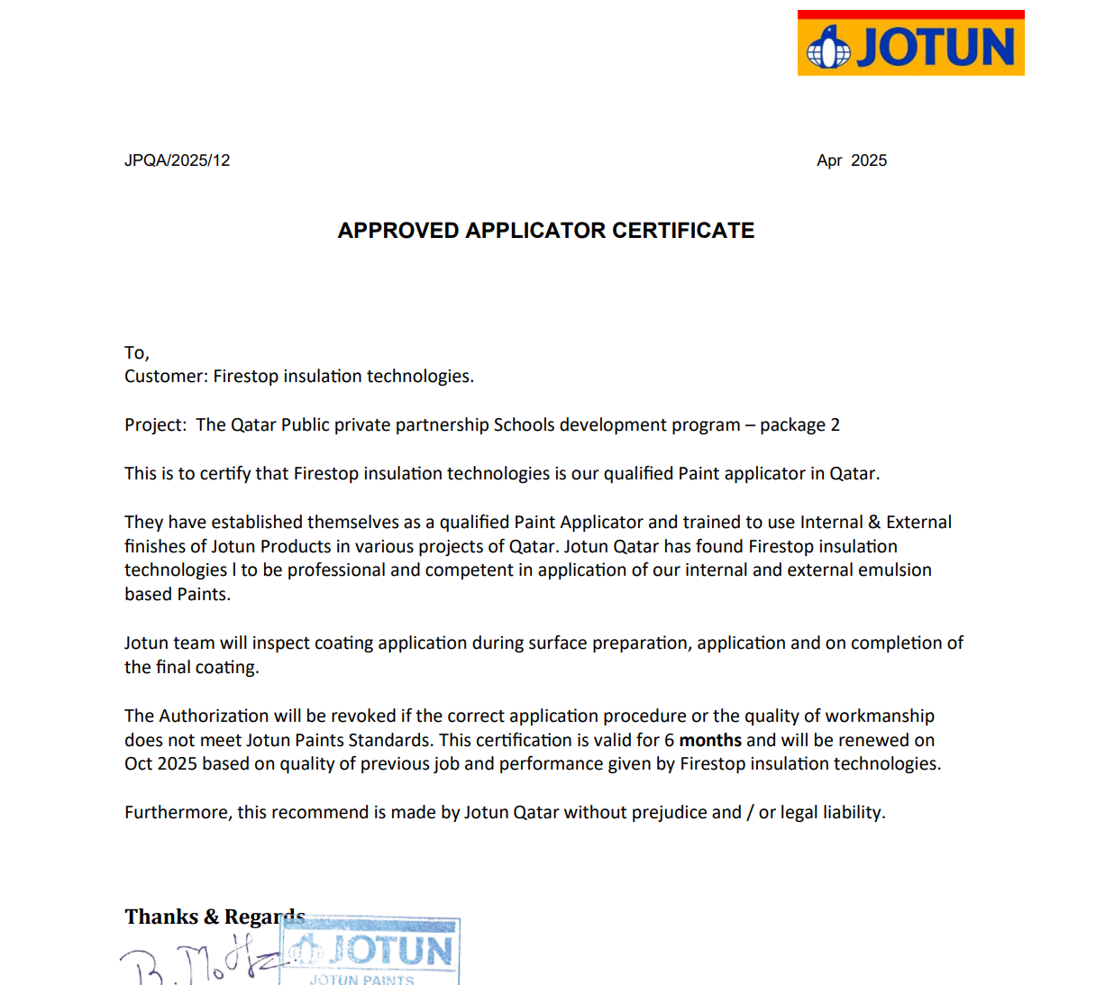 Application Letter (Painting Works)