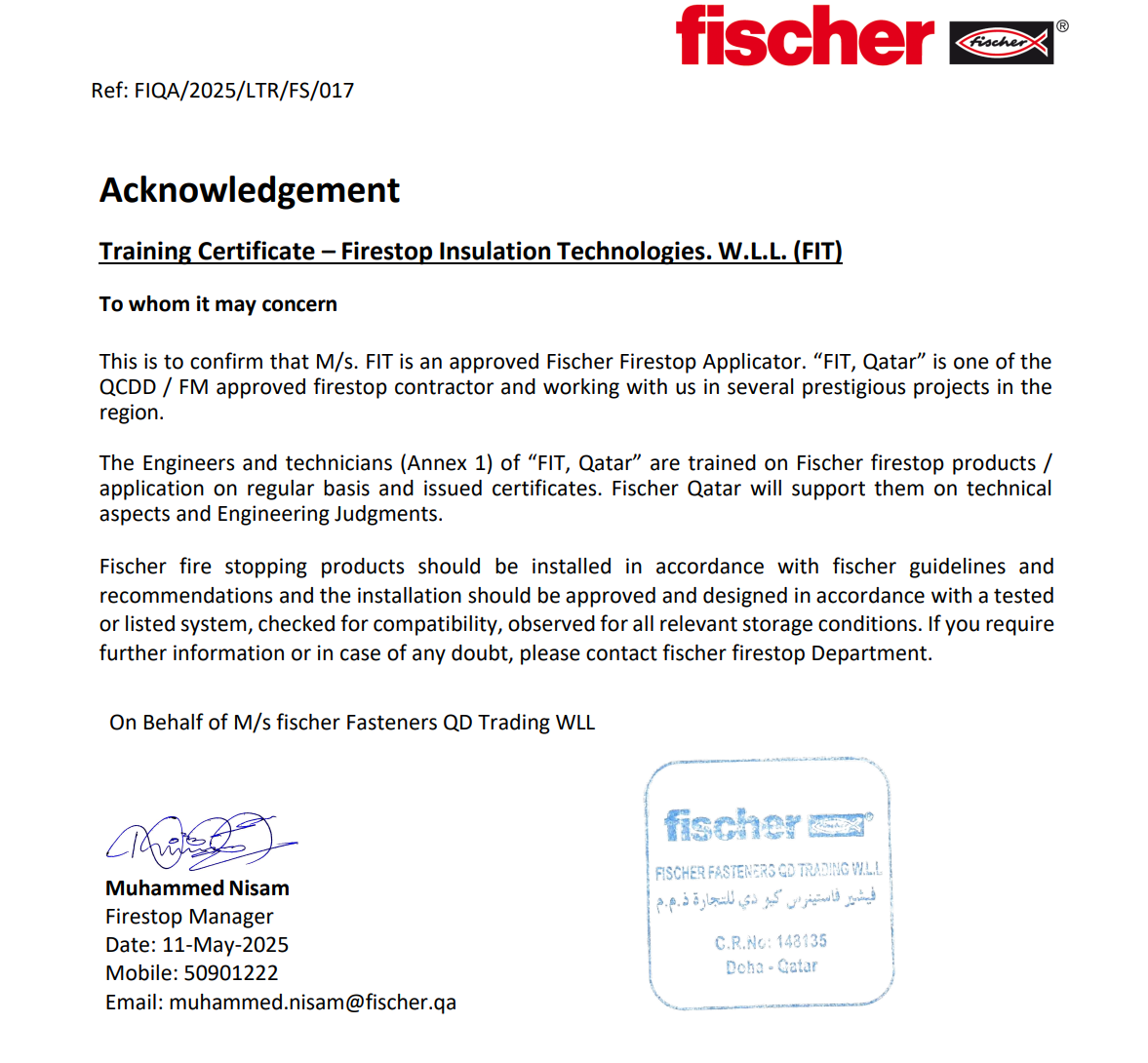 Training Letter_FIT 2025