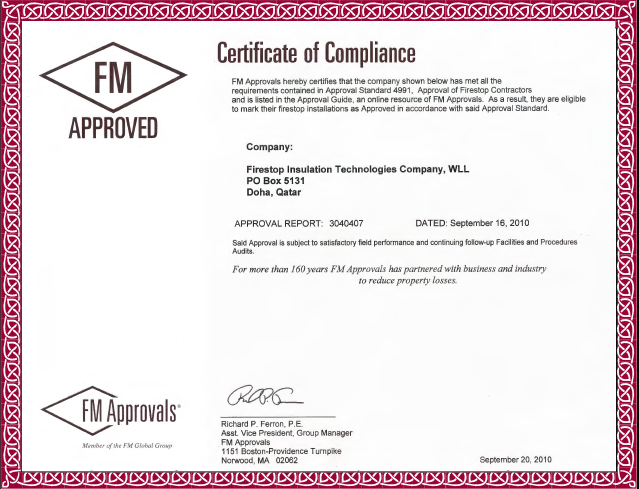 FM-DRI certificates
